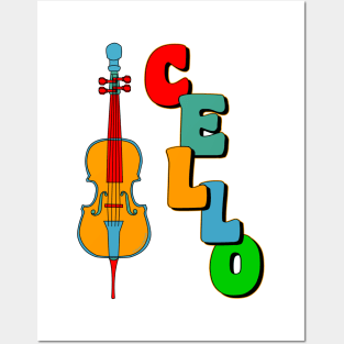 Colorful Cello Posters and Art